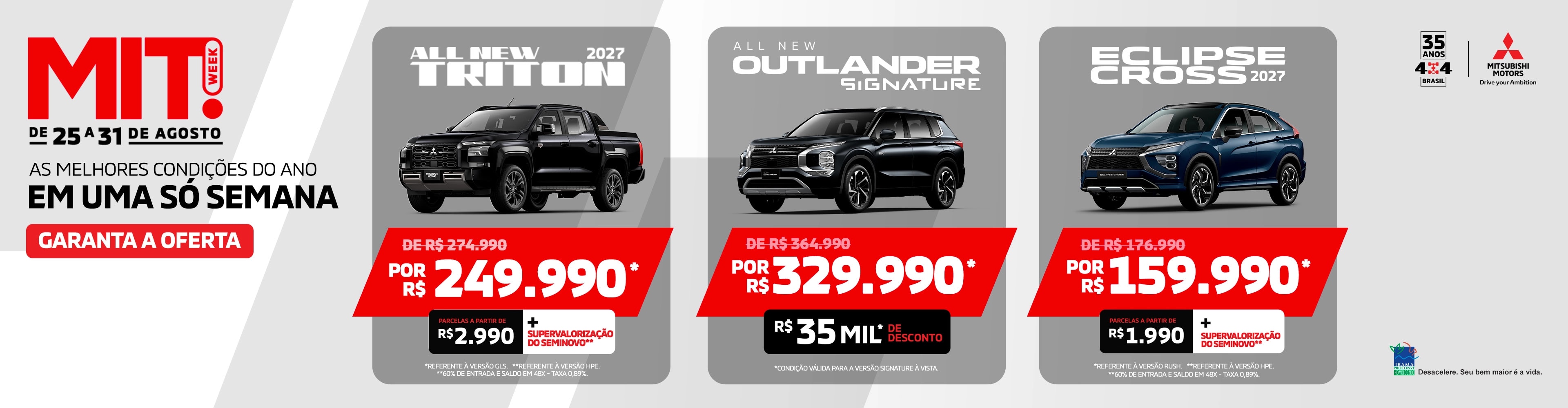 Ofertas e condições especiais de SUVs 4x4, Picapes e Veículos 0km | Mitsubishi Motors